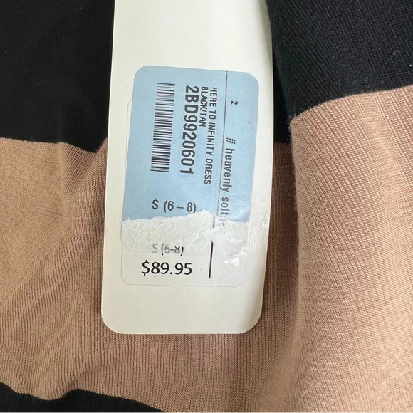 NWT Soft Surroundings “Here To Infinity” Striped Maxi Dress Black/Tan Small 6-8 - Picture 4 of 13